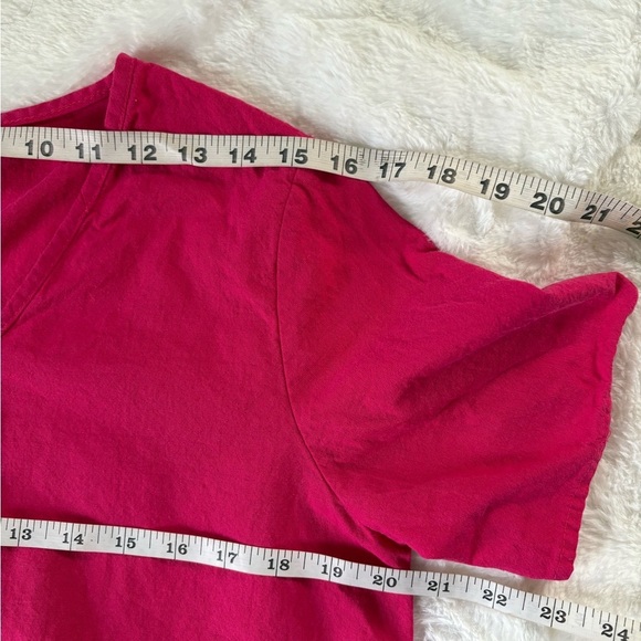 Every Day V-Neck Vibrant Pink Tiered Cotton Dress Size: Large - Picture 5 of 9